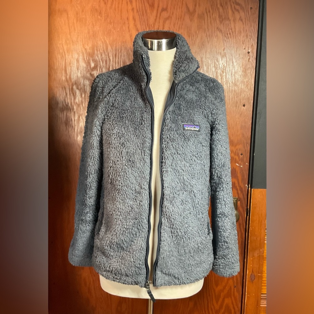 Patagonia blue teddy front zip jacket